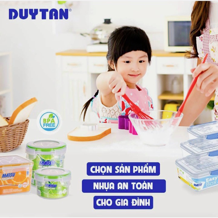 Hộp Nhựa Tròn MATSU 900ml Có Nắp Gài 4 Chấu Đựng Thực Phẩm Đồ Dùng Chắc