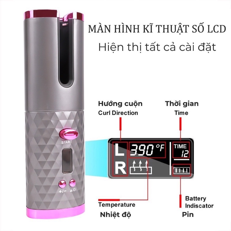 Máy uốn tóc, làm xoăn tóc tự động mini cầm tay không dây tiện lợi