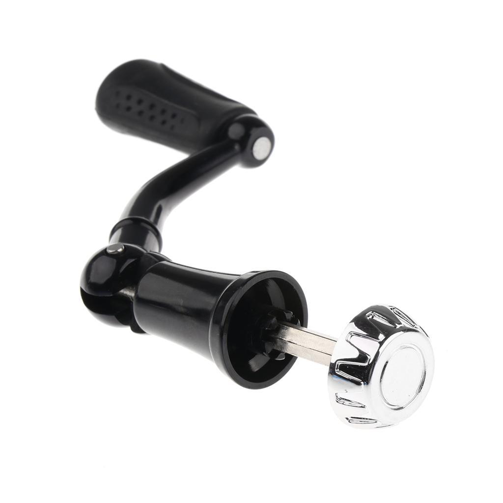 2pcs Foldable Fishing Spinning Reel Handle &Knob Fishing Reel Rocker Black Lightweight