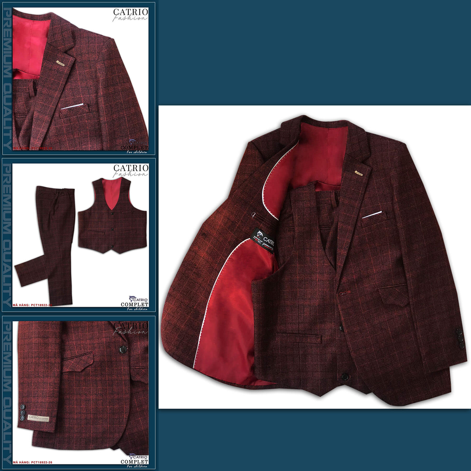 BỘ VEST BÉ TRAI CATRIO PCT18922/26 LÀ BỘ COMPLET TRẺ EM từ 2 tuổi đến 12 tuổi phù hợp ngày lễ tết, tiệc cưới thuộc BST quần áo complet veston trẻ em CATRIO mùa thu đông 2021