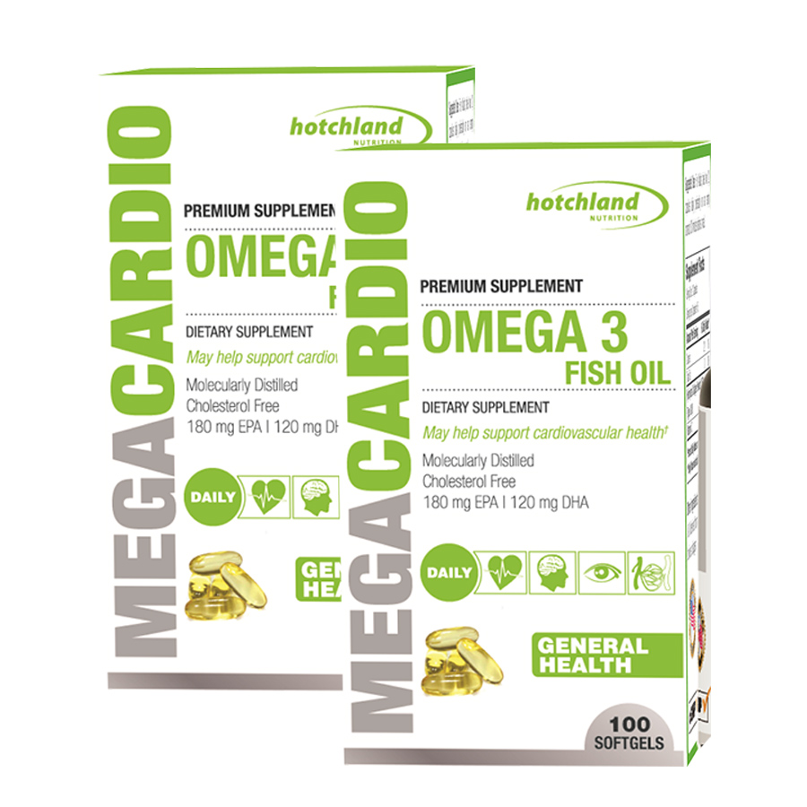 Combo 2 Thực phẩm chức năng dầu cá omega-3 không cholesterol Mega Cardio