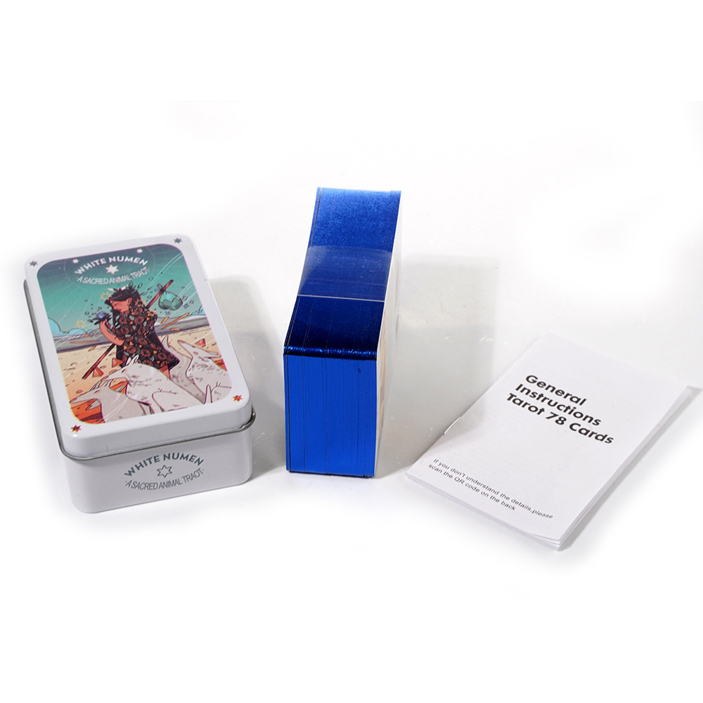 Bộ Bài The White Numen Tarot Hộp Thiếc Mạ Cạnh Xanh 78 Lá Tặng Đá Thanh Tẩy