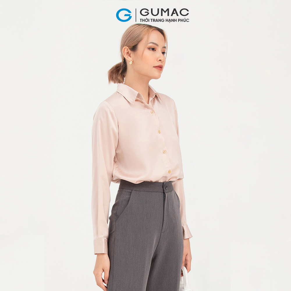 Áo sơ mi nữ GUMAC AB708 tay dài vải lụa mềm mại