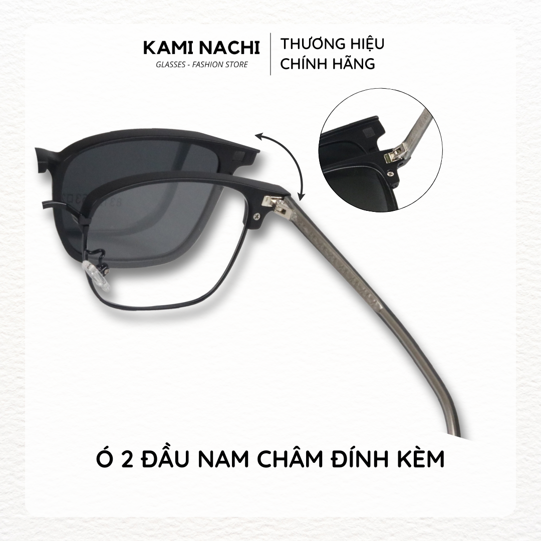 Gọng kính Clip On phiên bản Retro vuông bầu đa năng, cắt được cận KAMI NACHI T8312