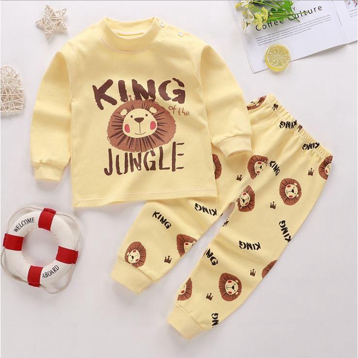 Quần áo thu đông bé trai Đồ thu đông bộ ngủ cotton cho bé trai Bộ quần áo thun dài tay Trắng 7 - 27kg Me Yeu Con