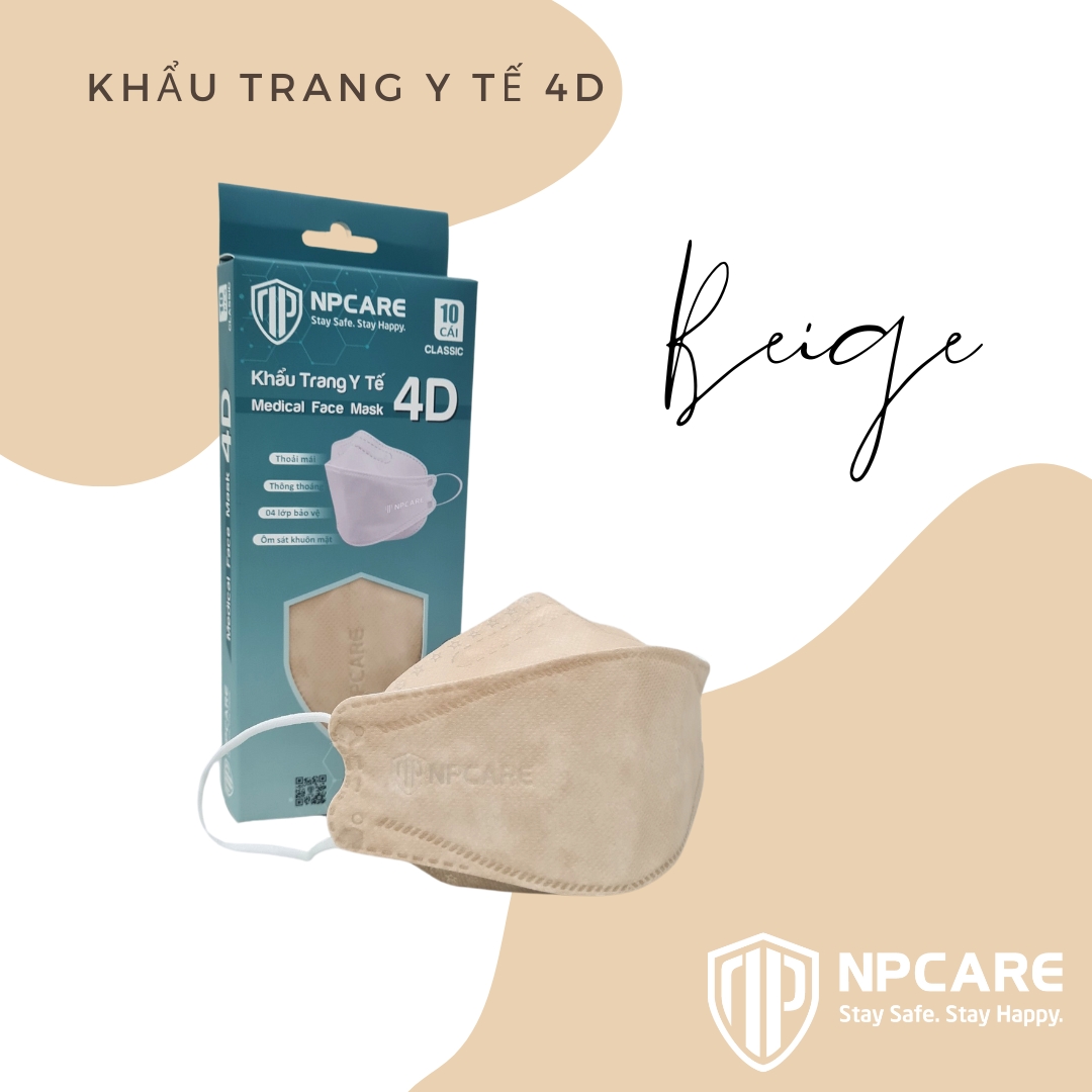 Khẩu trang y tế 4D NPCARE Classic Màu da Beige
