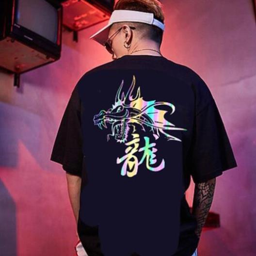 Áo Thun Phản Quang Nam Nữ In hình ĐẦU RỒNG , áo chất, đi đêm, đi phượt bao ngầu, nhìn đã mắt