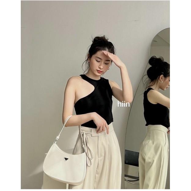 Áo yếm không tay sinbou trắng/đen