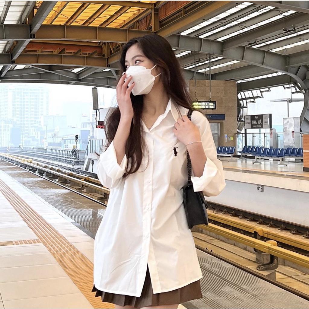 Áo Sơ Mi Công Sở Nữ Kẻ Sọc, Tay Lỡ, Phong Cách Hàn Quốc, Chất Kate Mềm Mịn, Quynhanhpuka
