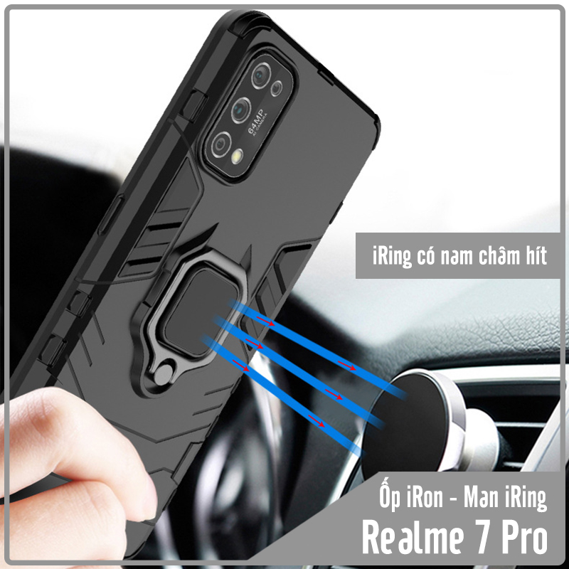 Ốp lưng cho Oppo Realme 7 Pro iRON - MAN IRING Nhựa PC cứng viền dẻo chống sốc