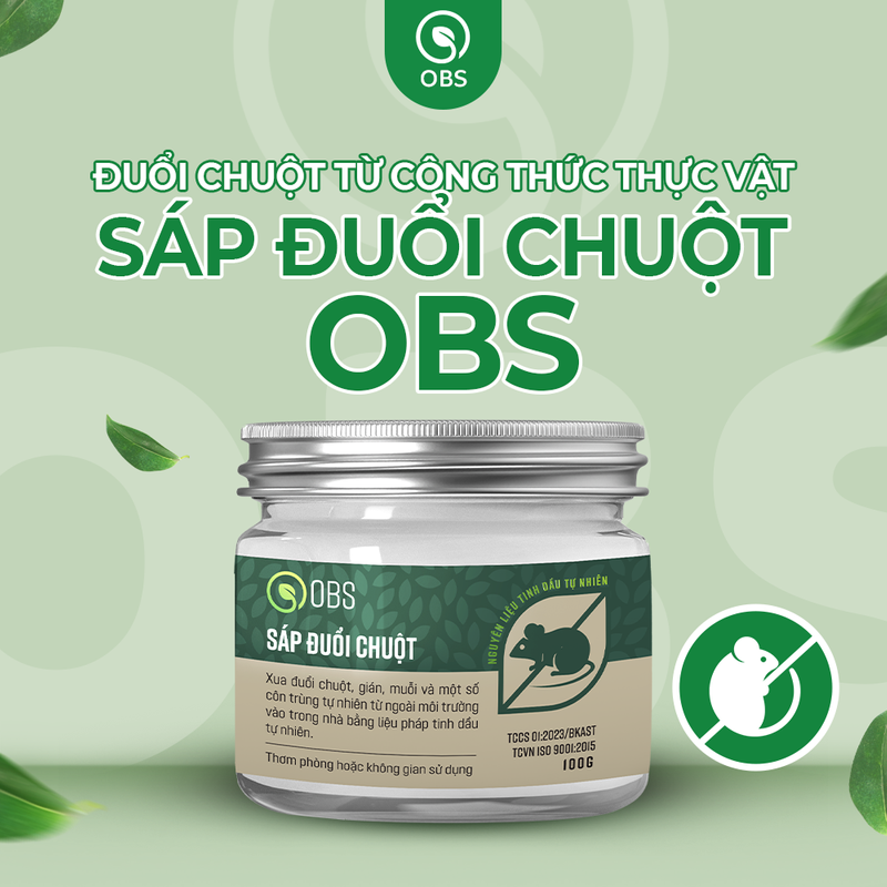 Sáp Đuổi Chuột OBS, Tinh Chất Tự Nhiên - An Toàn, Hiệu Quả - Thơm Phòng Và Không Gian Sống