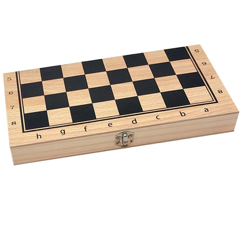 Handmade Wood Folding International Travel Chess Set Board Game Toy