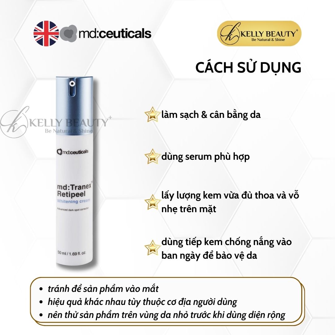 Kem Dưỡng Trắng Mờ Nám Sạm md:Tranex Retipeel Whitening Cream - MD:Ceuticals | Kelly Beauty