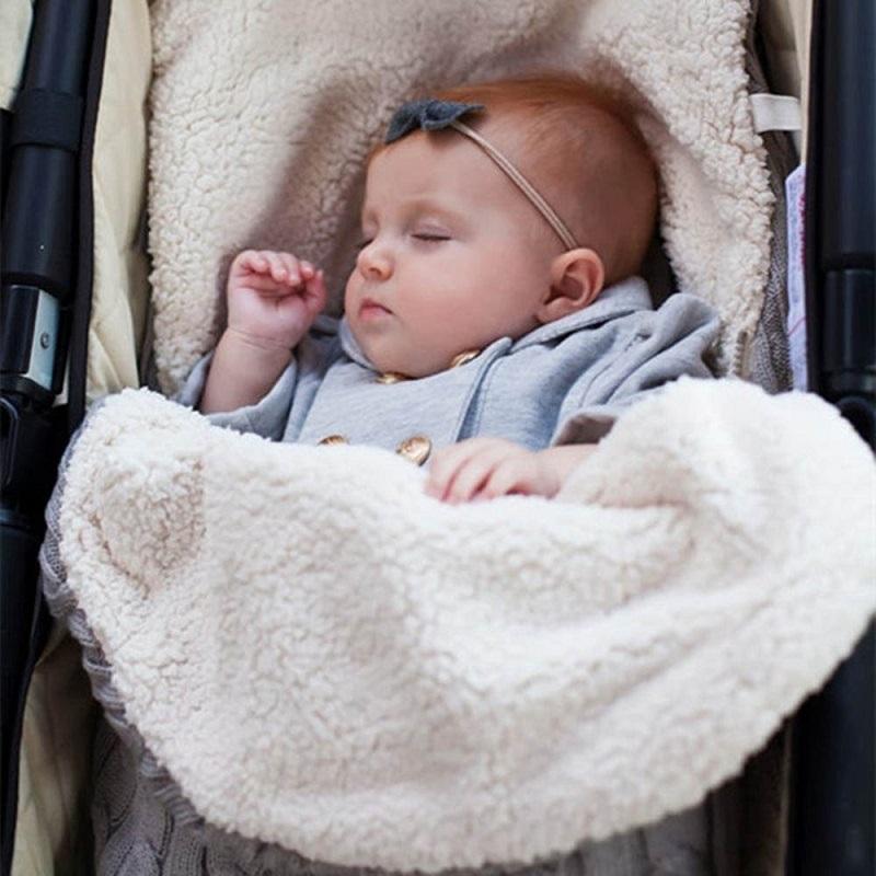 Túi Ngủ Cho Bé Bao Da Mùa Đông Trẻ Em Sleepsack Footmuff Cho Xe Đẩy Dệt Kim Ngủ Bao Trẻ Sơ Sinh Đan Len Slaapzak