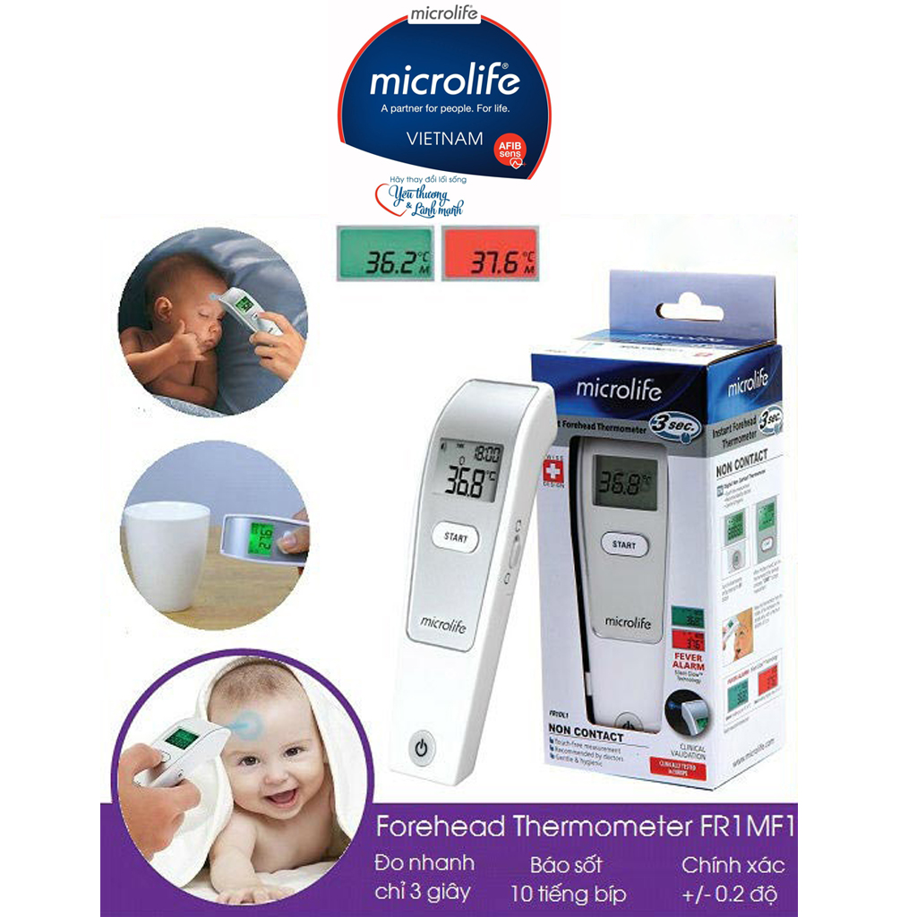 [Đo nhanh , Chính Xác Trong 1 Giây] Nhiệt kế hồng ngoại đo trán Microlife FR1MF1 - Thương Hiệu Thụy Sĩ