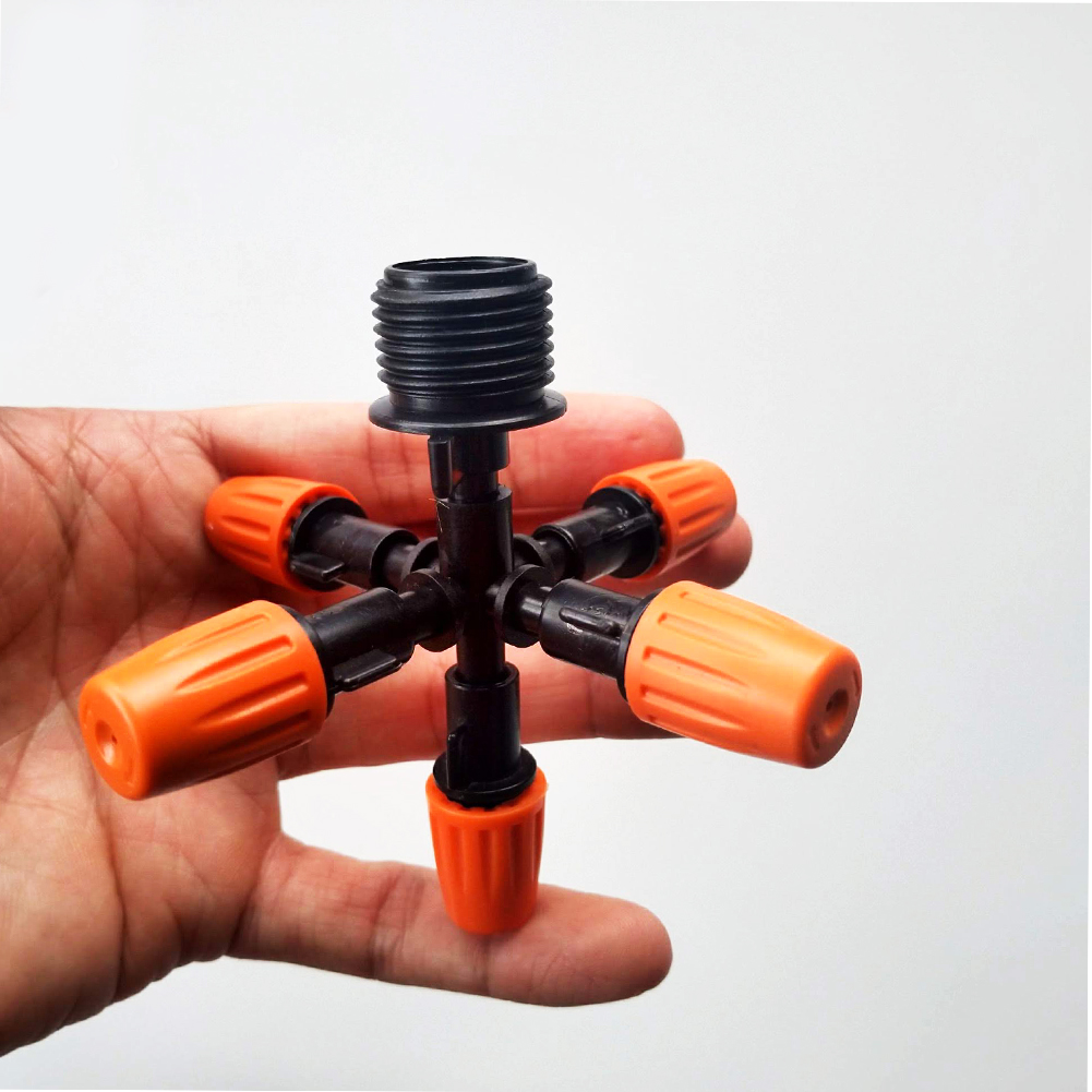 Đầu bép phun sương 5 hướng cam chân ren ngoài 21mm