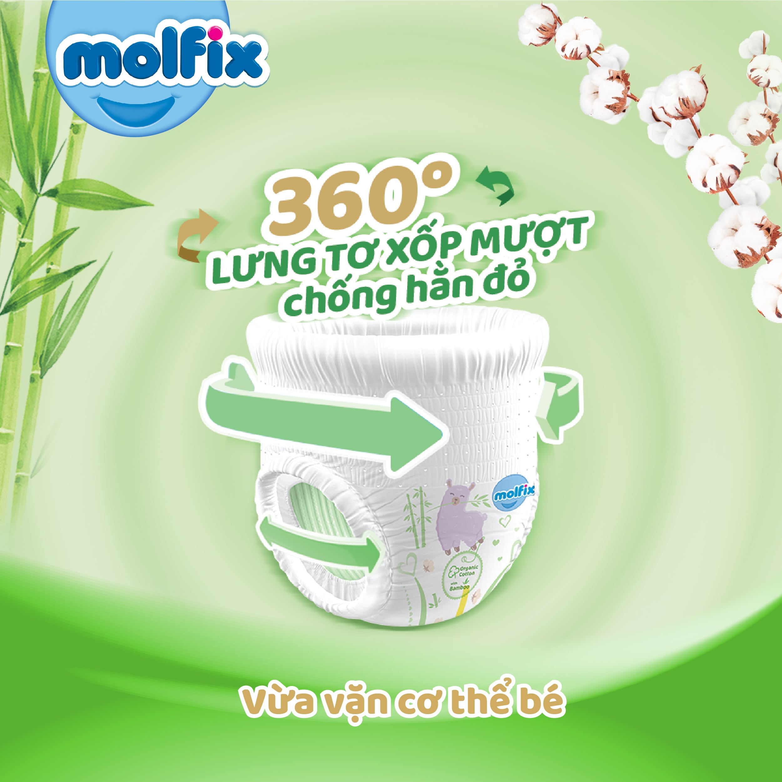 Tã/bỉm quần Molfix Thiên nhiên Jumbo L - Gói 36+6 miếng