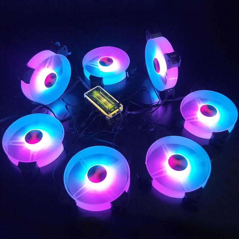 (CHÍNH HÃNG COOLMOON) Quạt tản nhiệt Coolmoon Y2 LED RGB điều tốc PWM, Sync Main 3 Pin 5V Viễn Dương