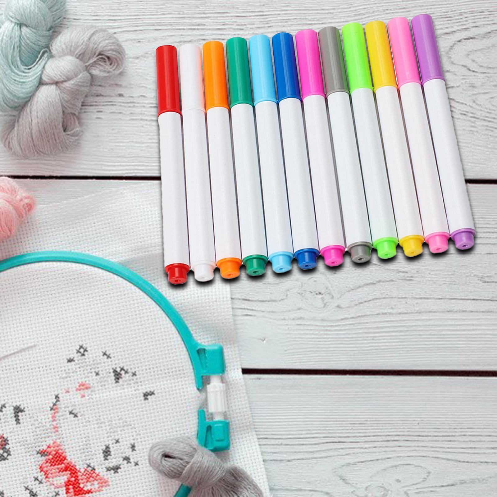 12Pcs Disappearing Ink Fabric Marker Pen Vanishing Air Water Erasable Pen for Sewing Creating Washable Art and Lettering,Temporary Marking