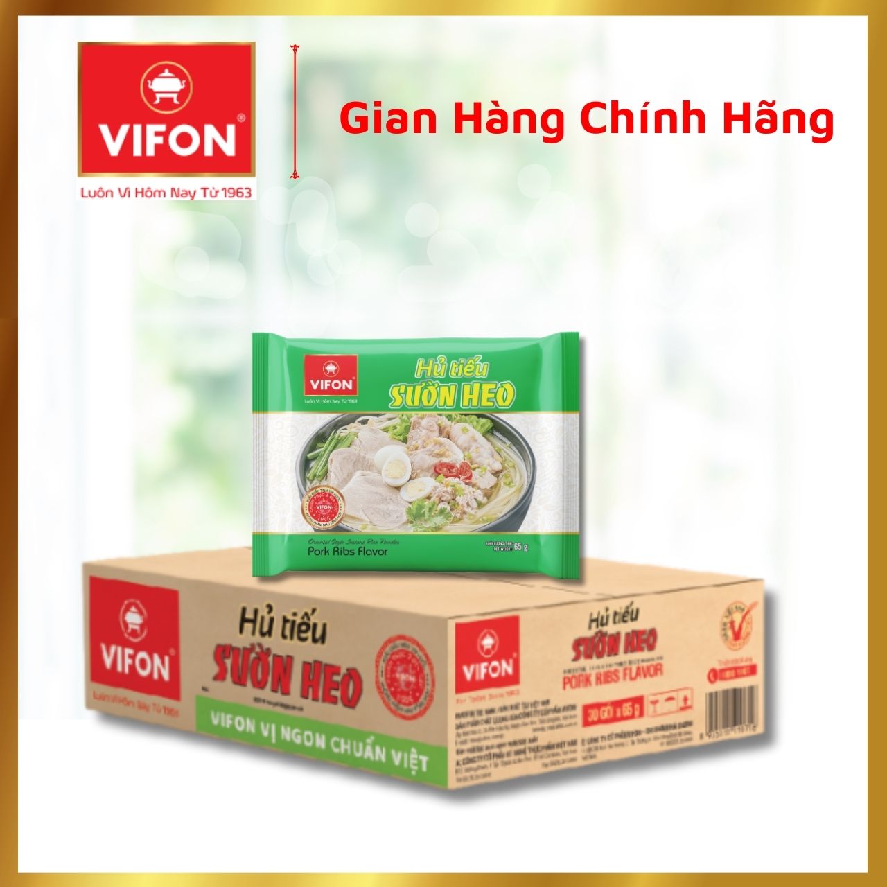 Thùng 30 Hủ Tiếu Sườn Heo VIFON (65g / Gói)
