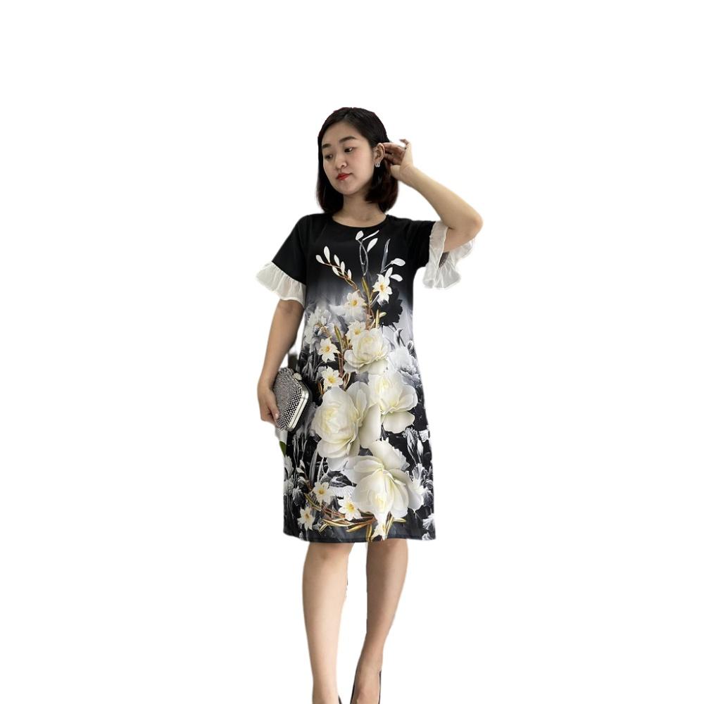 Đầm Vãy Nữ Suông In Hoa 3D -QA 00123