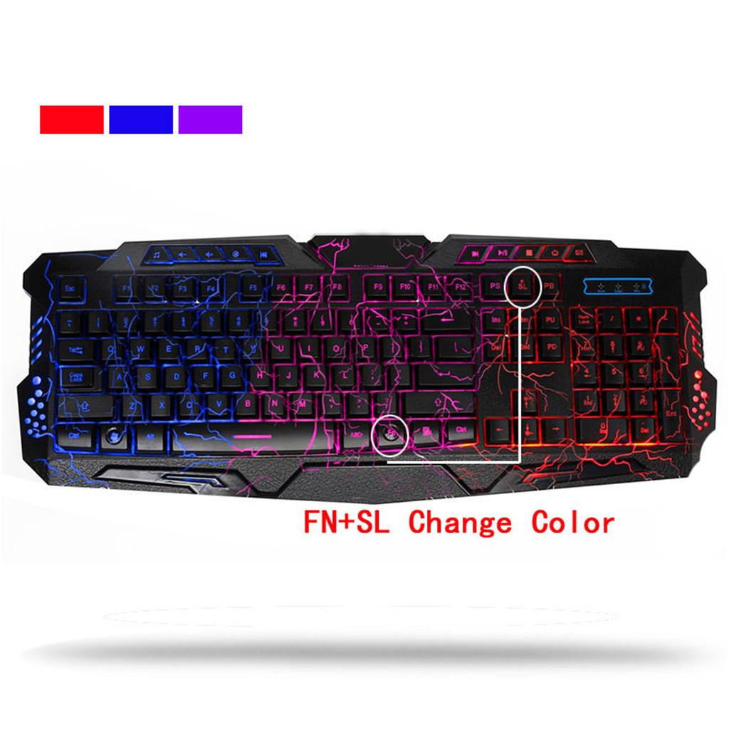 Gaming Keyboard, Backlit USB Wired Standard With 3 Ajustable Colors for Windows PC Gamer Desktop Computer