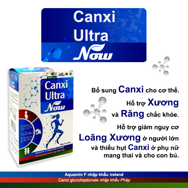 Viên Uống Giảm Đau Nhức Canxi Ultra Now Hỗ Trợ Cải Thiện Và Phục Hồi Chức Năng Xương Sụn Khớp. Hộp 60 viên