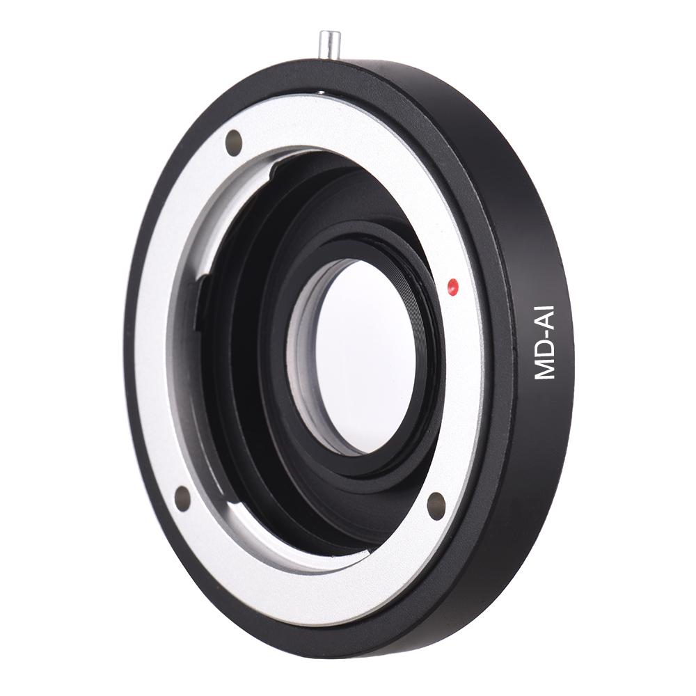 MD-AI Lens Mount Adapter Ring with Corrective Lens for Minolta MD MC Mount Lens to Fit for Nikon AI F Mount Camera for