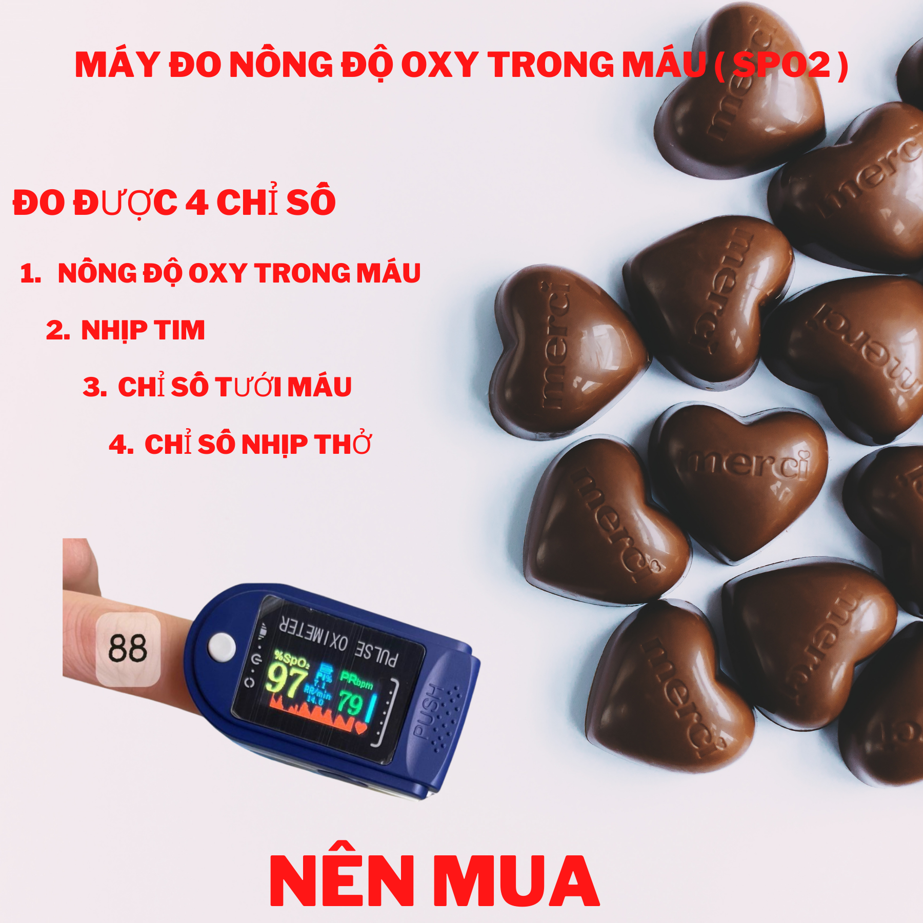 Máy đo nồng độ oxy trong máu có đen led