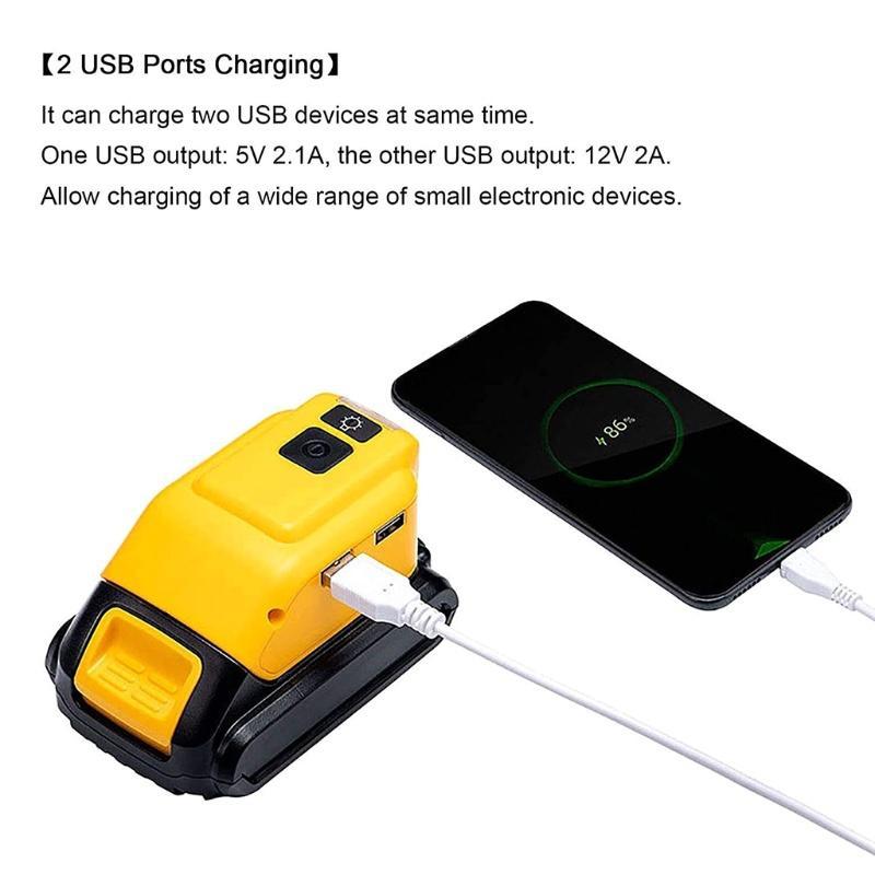 Đèn pin Lithium cầm tay khẩn cấp 2 ổ cắm sạc nguồn USB 14.4/18V tương thích với DCB090