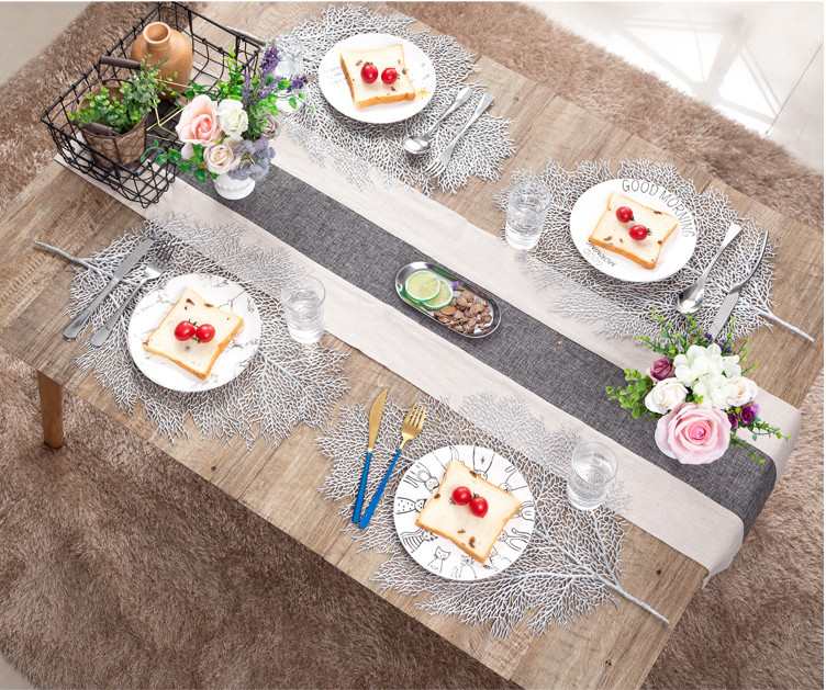 Lót bàn ăn Set 2pcs Placemat Vinyl Leaves