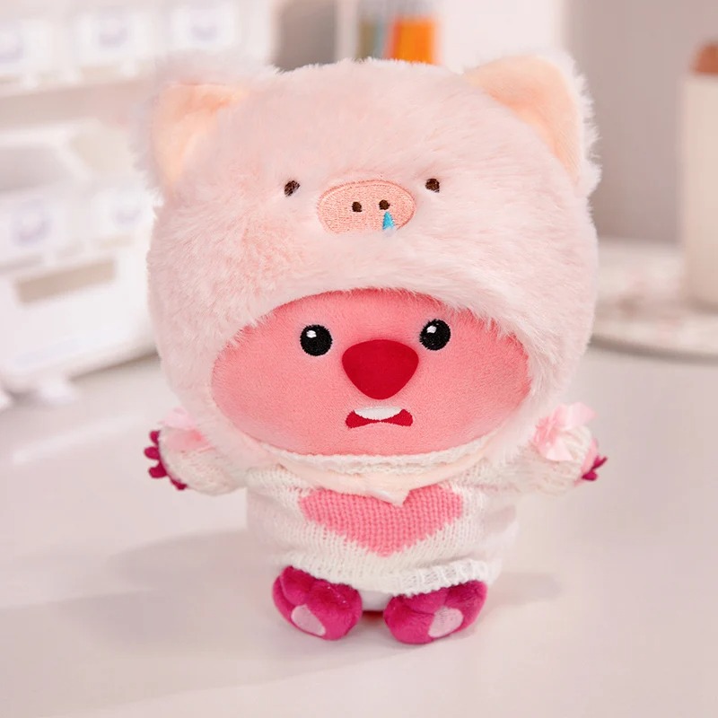Thú nhồi bông Loopy cosplay mũ heo mặc áo len có thể cởi được - Size 20cm - Quà tặng Loopy đội mũ heo set gồm 1 gấu + mũ + áo len - Gối ôm cho bé