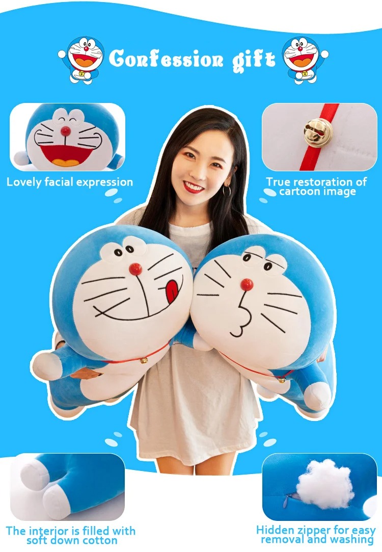 Thú nhồi bông Doraemon dáng dài êm mịn - Size từ 60cm đến 100cm - Quà tặng gấu bông Doraemon dễ thương - Gối ôm mềm mịn cho bé