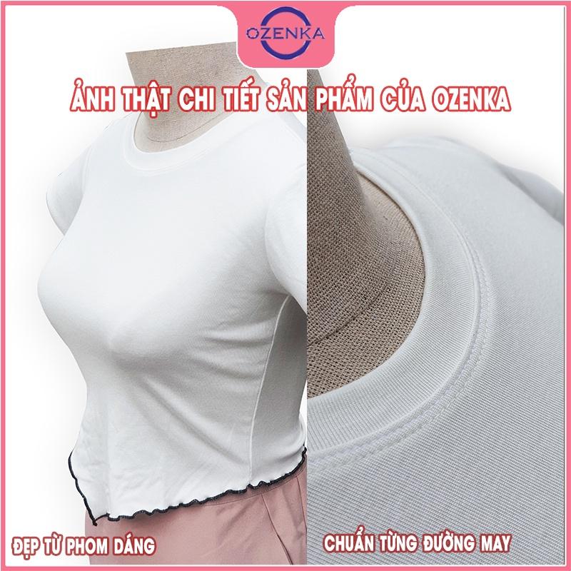 Áo croptop ngắn tay cổ tròn ôm body nữ, áo crt vạt lệch cải viền đẹp màu đen trắng dưới 50 cân