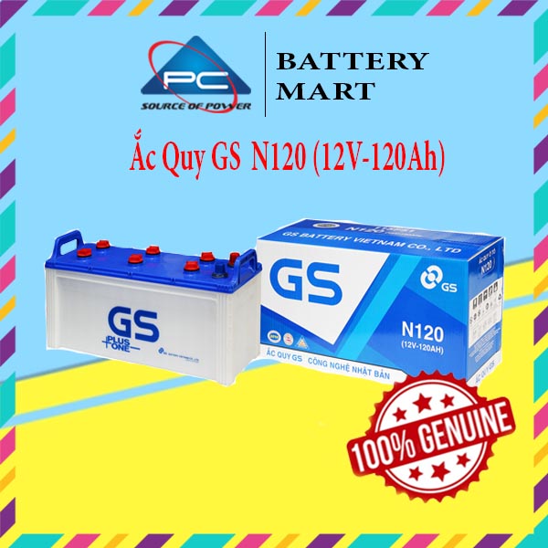 Bình Ắc Quy Nước 12V-120Ah, Ắc Quy Ô Tô GS N120