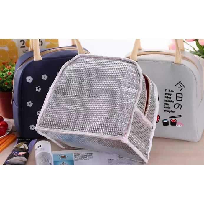 Túi đựng hộp cơm giữ nhiệt hình cô gái nhật bản - Túi đựng cơm làm văn phòng có quai sách cao cấp