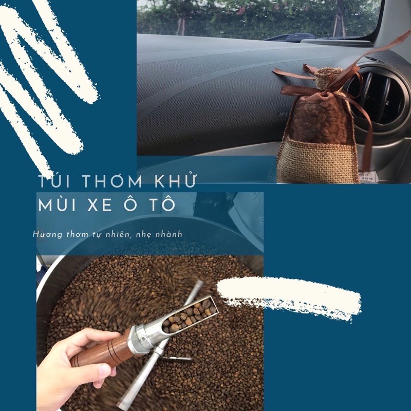 Túi Thơm Café Treo Xe Ôtô, Hạt Cafe Chọn Lọc, Hương Thơm Tinh Tế,  Khử Mùi Hiệu Quả