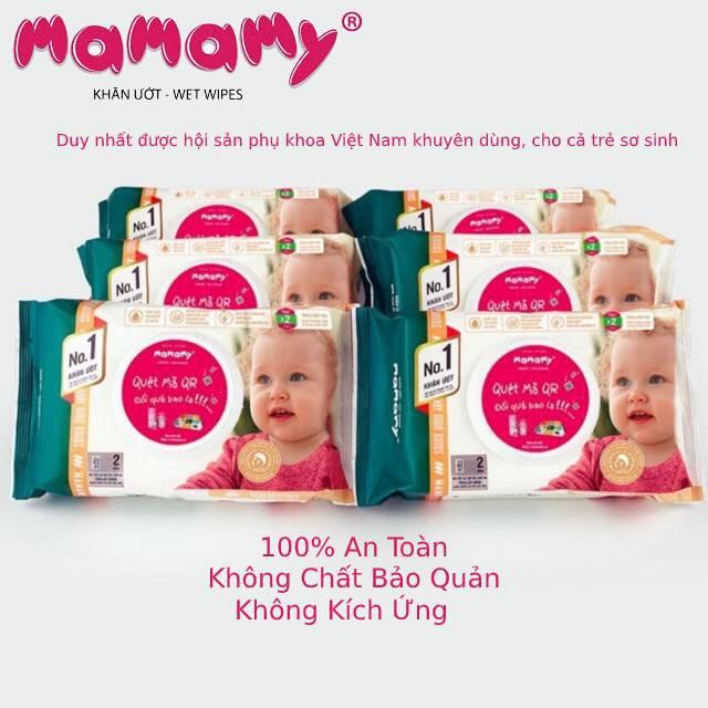 Combo 7 Gói Khăn Ướt Trẻ Em Mamamy 100 Tờ-Nắp