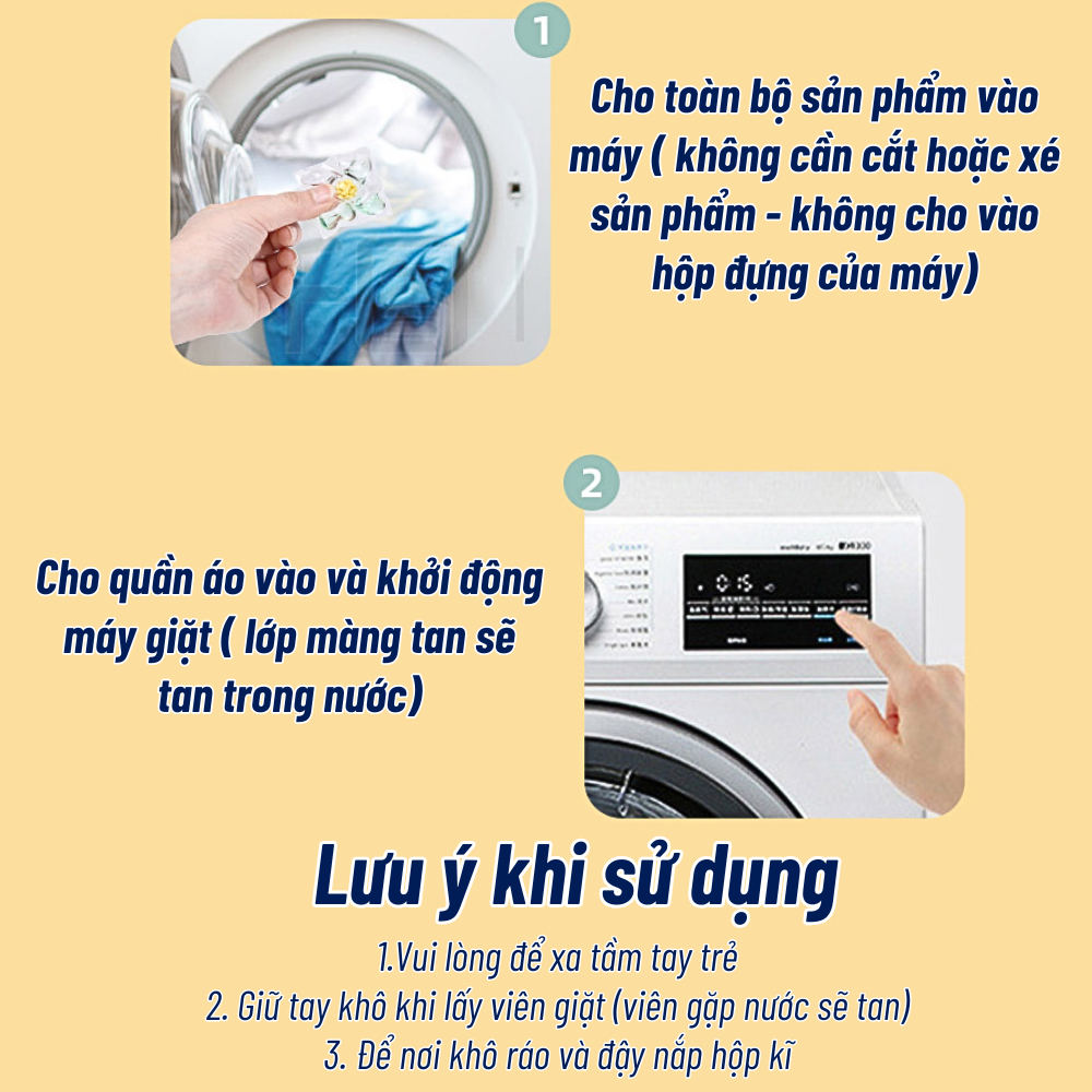 Hộp 140 Viên Giặt 5in1 Hương Hoa Dịu Nhẹ Khử Khuẩn 99%, Viên Giặt Xả Thơm Làm Mềm Quần Áo