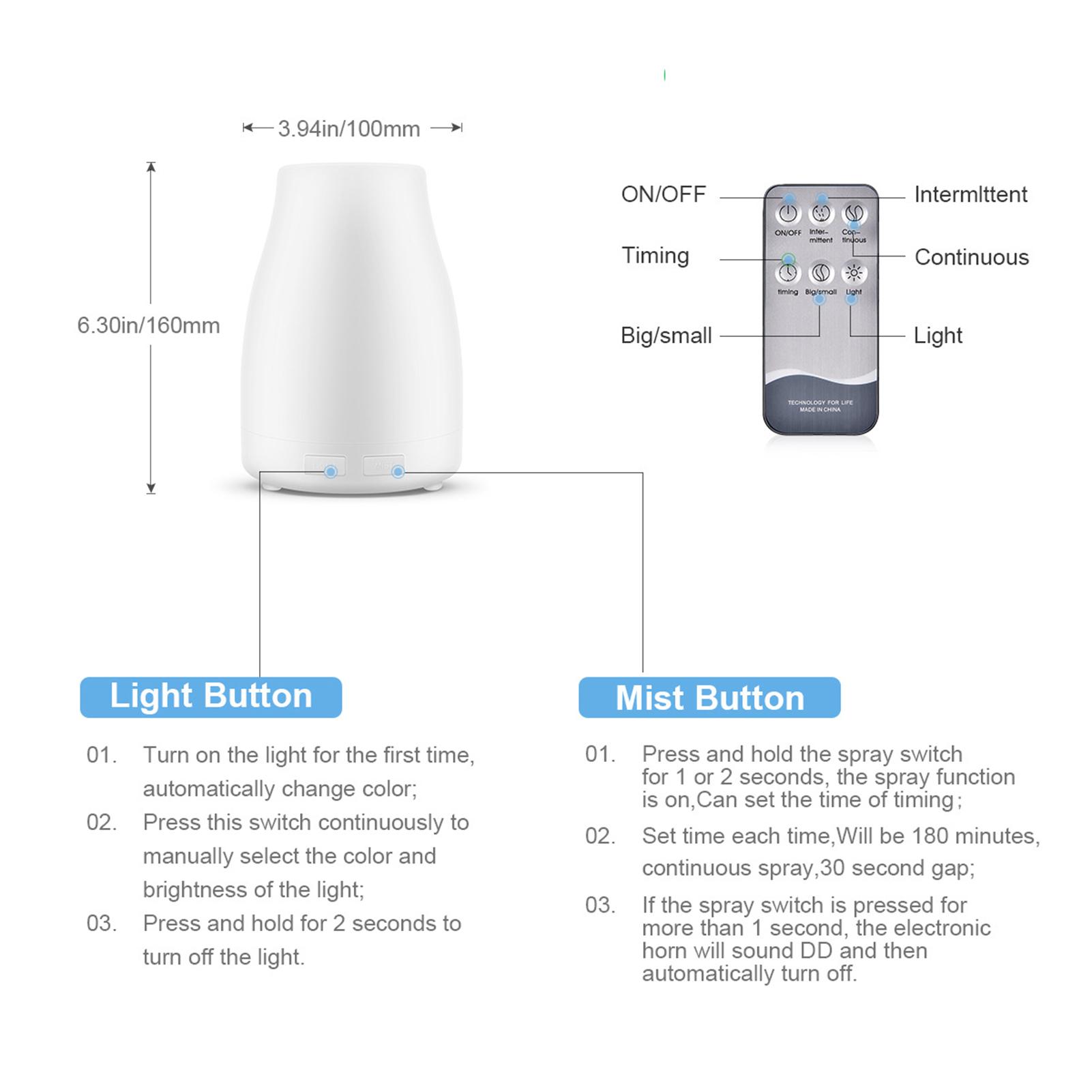 Máy phun Sương tinh dầu tạo độ ẩm 300ml ó remote điều chỉnh