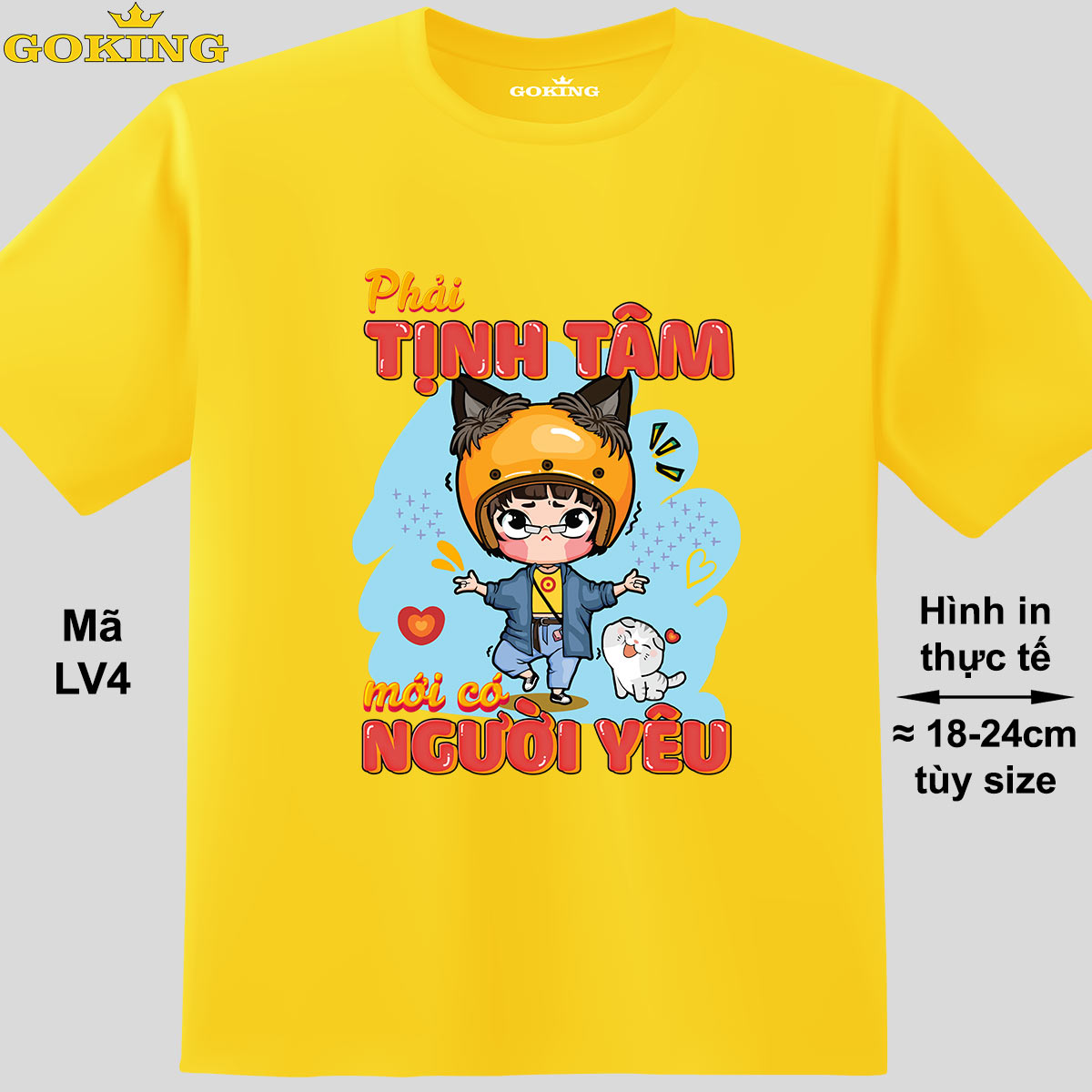 Phải Tịnh Tâm Mới Có Người Yêu, Mã Lv4. Áo Thun Dễ Thương Cho Nam Nữ, Teen, Form Unisex. Áo Phông Hàng Hiệu Goking, Quà Tặng Cao Cấp Cho Gia Đình, Cặp Đôi. - Vàng, Vải Thun Lạnh - L