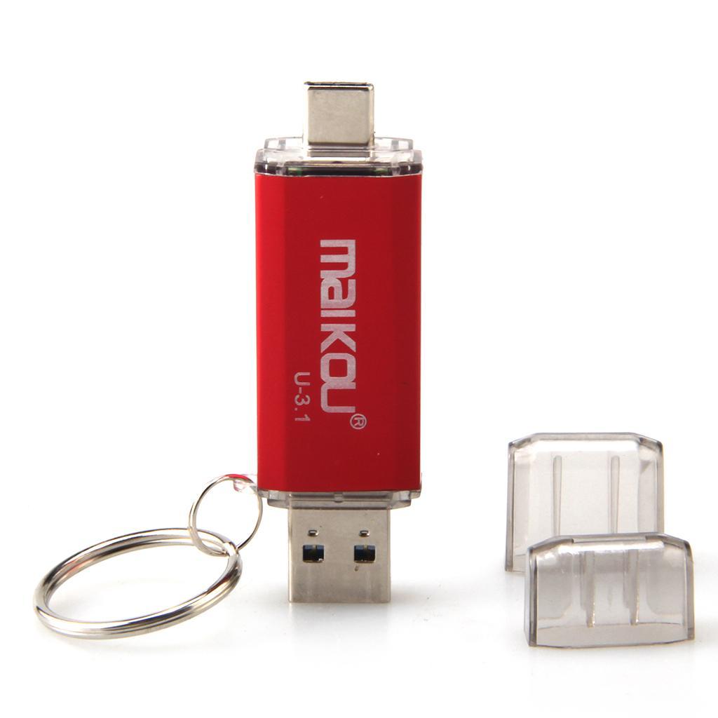 2 in 1 USB 3.0+ Type C OTG Flash Drive Memory Stick 256GB Storage red