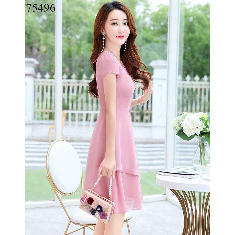 Đầm voan chiffon đính bông thanh lịch - sang trọng cho phái nữ/ có size 70KG