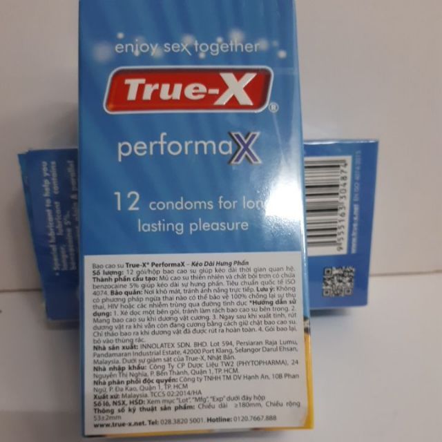 Bộ 2 hộp bao cao su True-X PerformaX kéo dài thời gian hộp 12 cái
