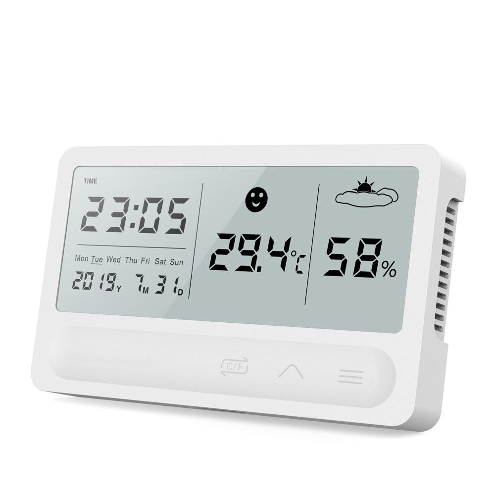 Multifunctional Digital LCD Touching Screen Weather Clock Temperature and Humidity Monitoring Meter