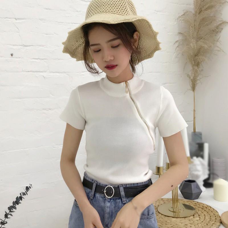 Áo Thun Ngắn Tay Kẻ Sọc Thời Trang Hàn Quốc Cho Nữ