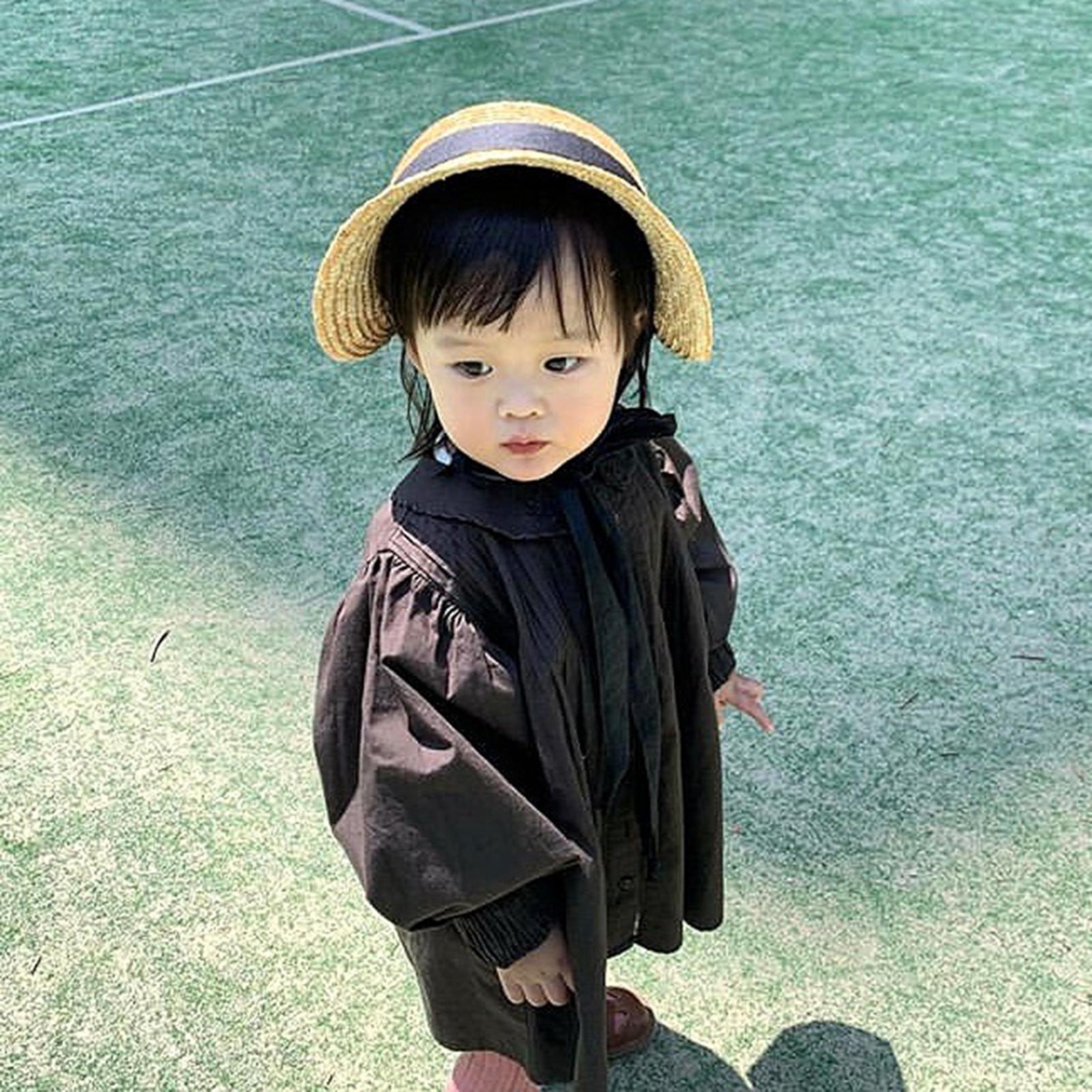 Kids Girls Straw Hat Beach Sun Protection Cap for Children Outdoor Activity
