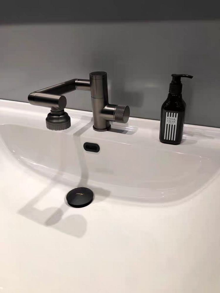 Vòi lavabo nóng lạnh đồng mạ PVD cao cấp xoay 720độ