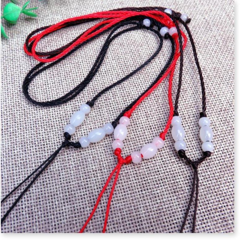 Dây tết chỉ đỏ đeo cổ - Green transfer beads,Fine 璎珞珞line necklac