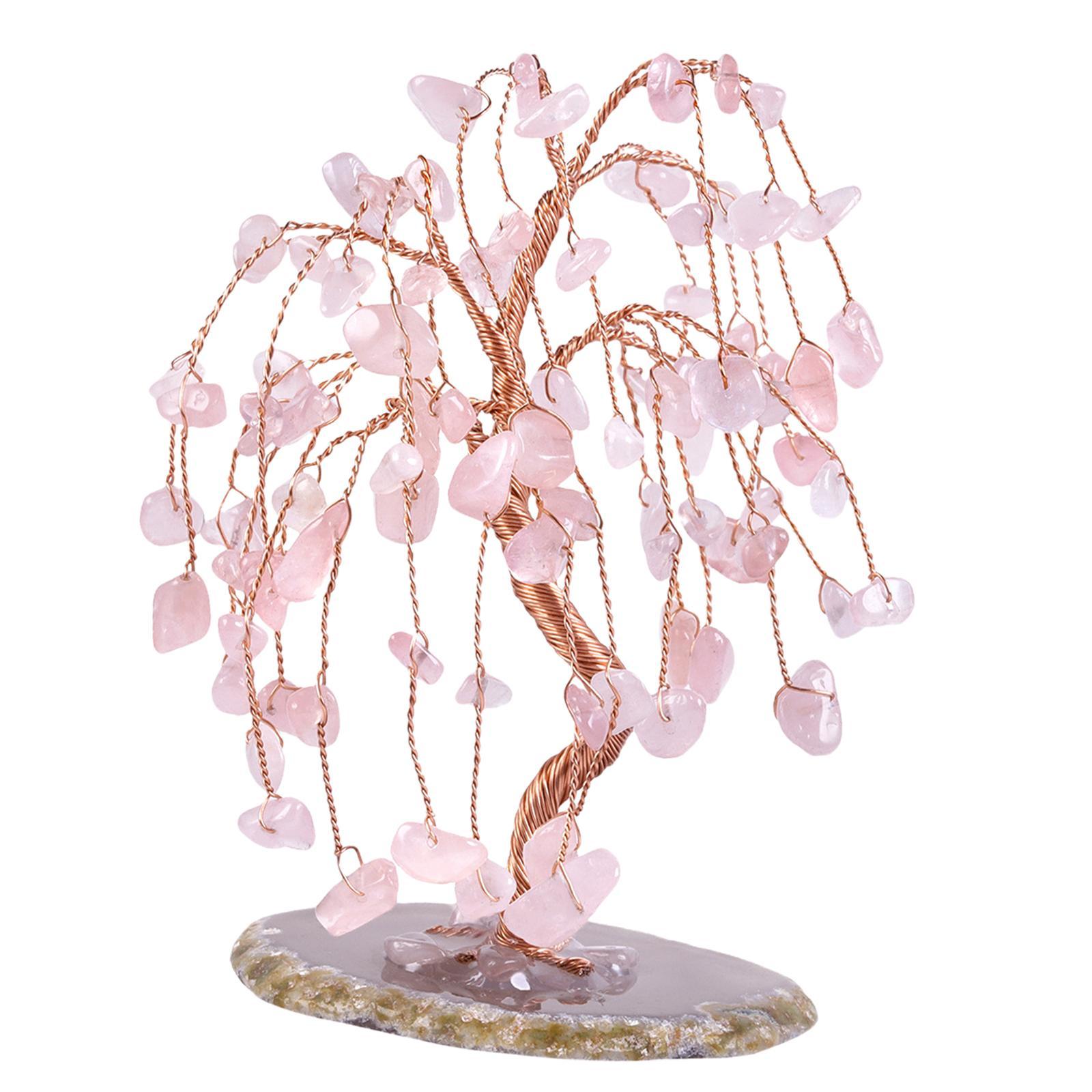 2PCS Natural Multi Stone Money Tree Handmade Ornament for Table Decorations